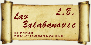 Lav Balabanović vizit kartica